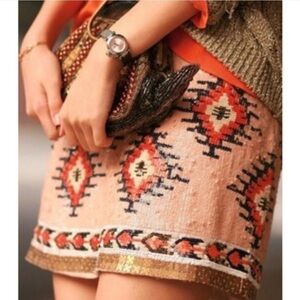 Zara Ethnic Pattern Mini Skirt - Red, Orange, Black